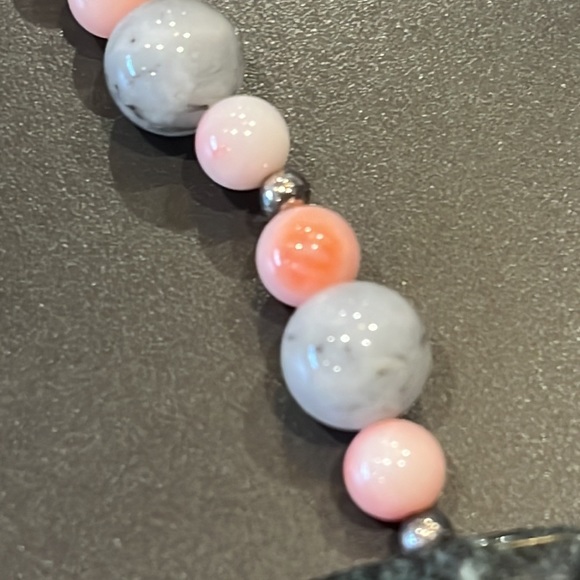 Vintage gemstone sterling quartz and coral necklace - Picture 3 of 6